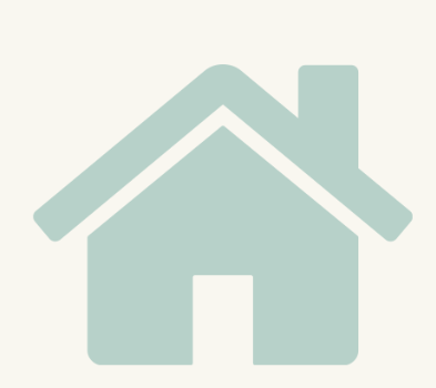 A simple, light blue icon of a house with a chimney on the right side.