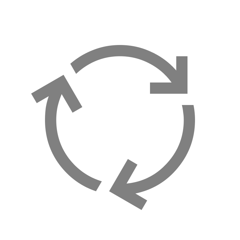 Grafik eines kreisförmigen Recycling- oder Wiederholungsprozesses mit drei Pfeilen, die einen kontinuierlichen Zyklus anzeigen.