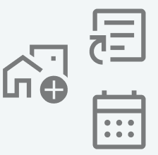 Symbol für Medikation, Haus, Notiz und Kalender