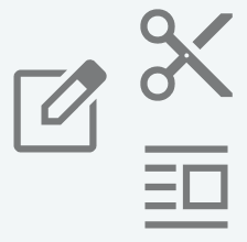 Symbole für Bearbeitung, Schneiden und Text in einer Grafik.