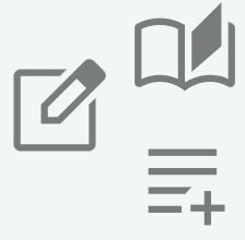 Ikon für eine Schreibaufgabe und ein Buch.