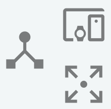 Icons für Verbindung, Geräte und Vergrößerung