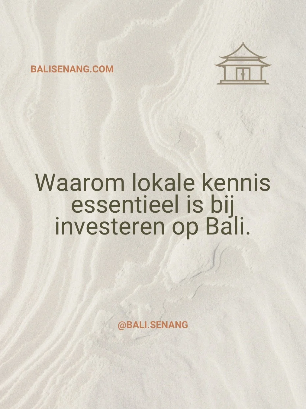 Lokale kennis is geen extra. Het is onderdeel van een goede investering.

Op Bali kan een paar straten verschil al invloed hebben op bereikbaarheid, verhuurbaarheid en de ontwikkeling van een gebied. En wat op papier goed lijkt, vertelt niet altijd h