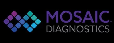 Mosaic Diagnostics logo with diamond-shaped mosaic pattern and purple and blue colors.