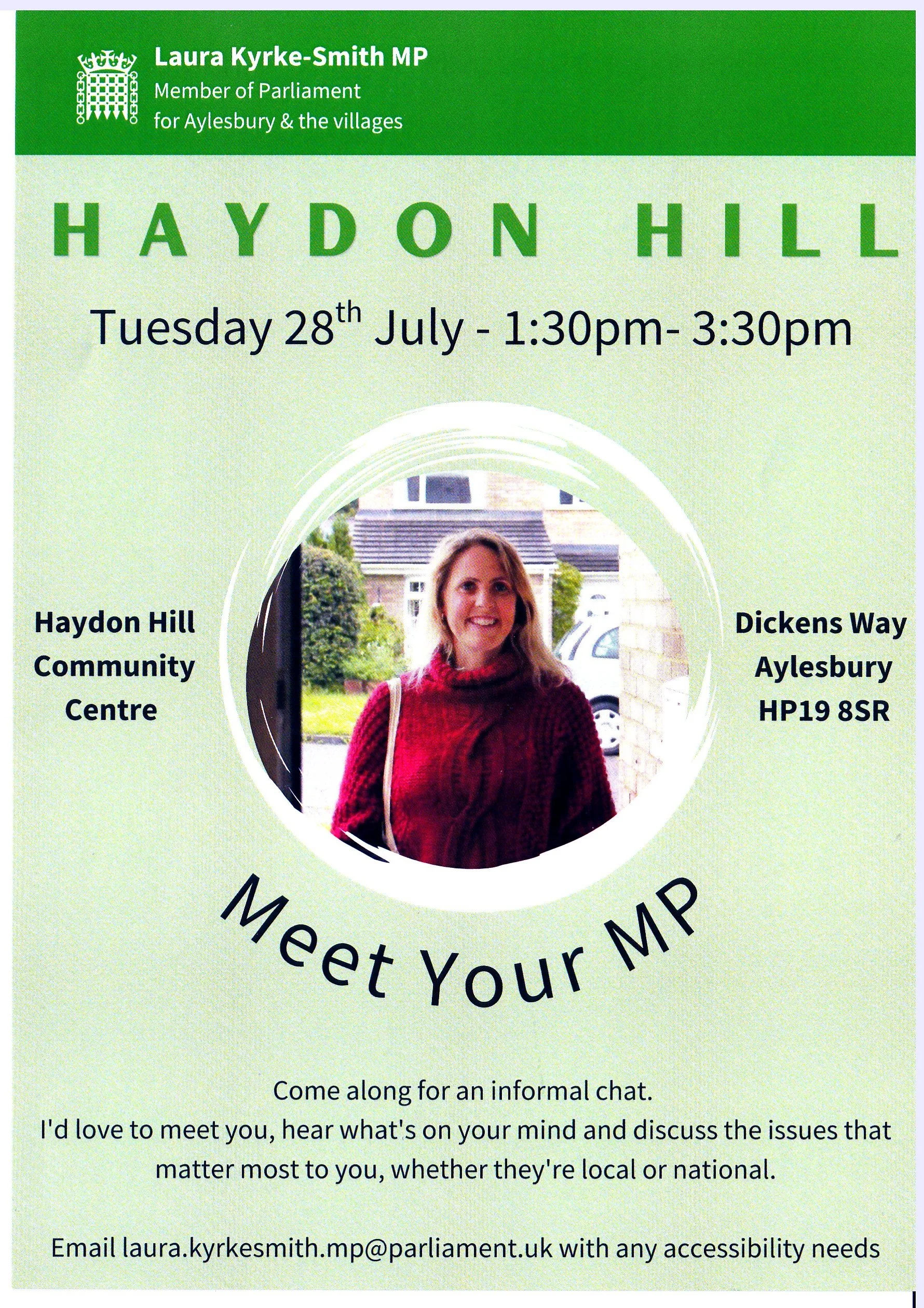Meet Your MP - Laura Kyrke-Smith at Haydon Hill Community Centre