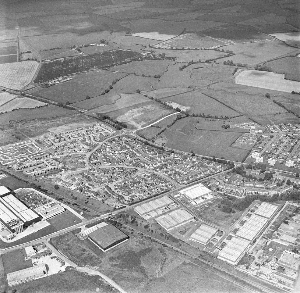 Aerial view of Haydon Hill with Rabans Lane going diagonally up to meet Bicester Road. The roundabout for the Quarrendon extension has been built here too.
Photograph Credit: The Bucks Herald