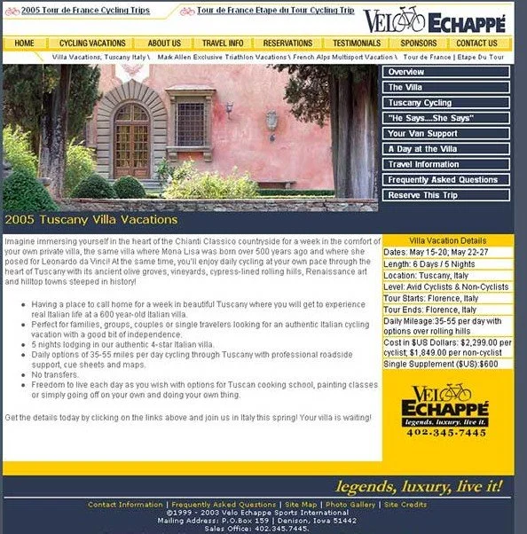 Velo Echappe website