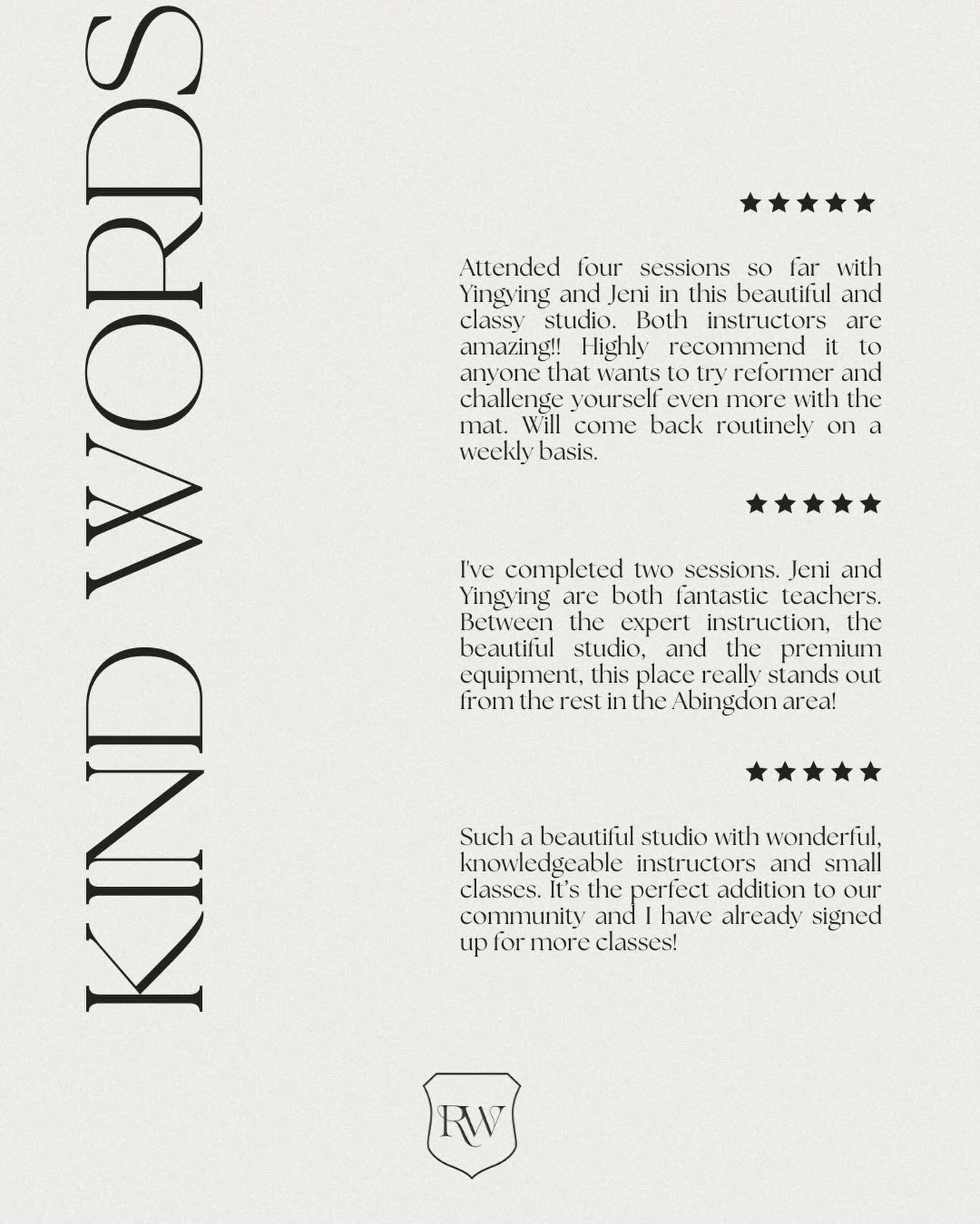 Your words. Your energy. This community. 🤍

We opened our doors just weeks ago, and already the most special space is unfolding &mdash; because of you.

Reading our 5 star Google reviews will never not make us feel so thankful that we get to do this