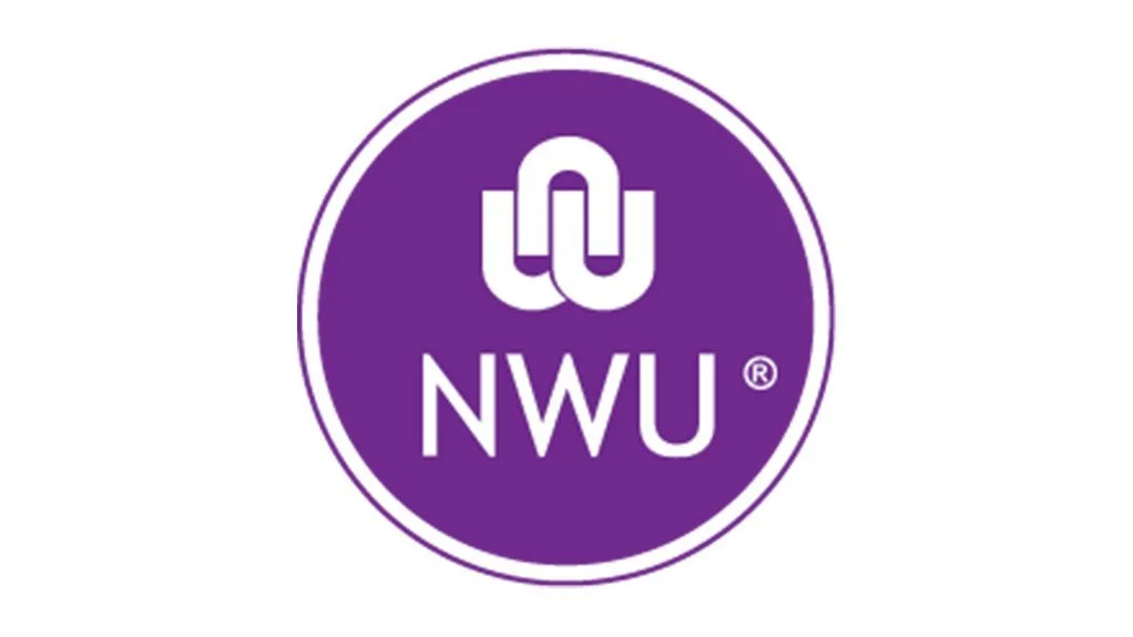 Purple circular logo with the letters 'NWU' and a stylized chain link symbol above the text.