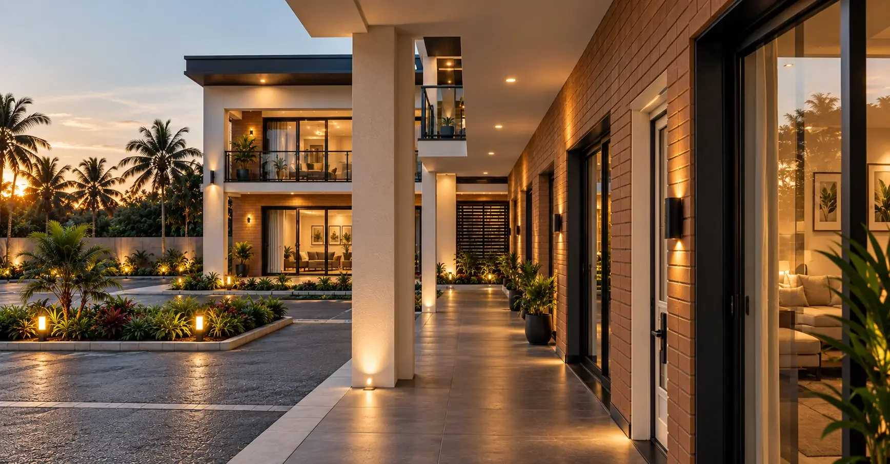 Golden Dusk at a Modern Tropical Villa.webp