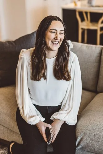 Lifestyle branding photo shown alongside a client testimonial for a Boise branding photographer.