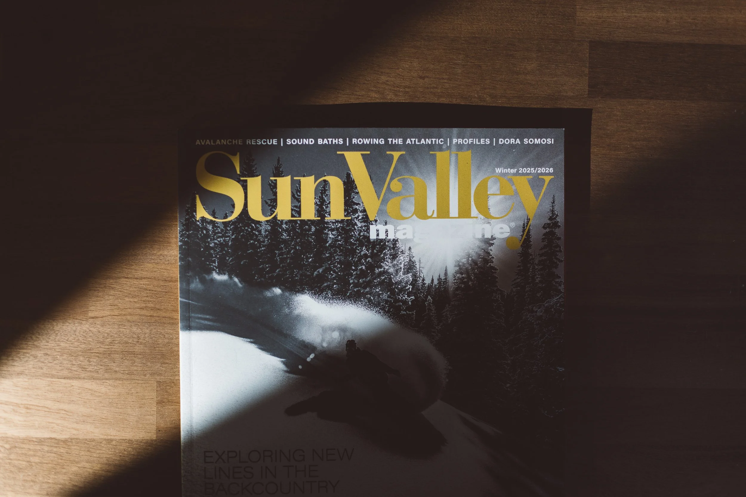 Magazine feature in Sun Valley Magazine showcasing commercial adventure photography for the Stanley Sawtooth Chamber of Commerce.