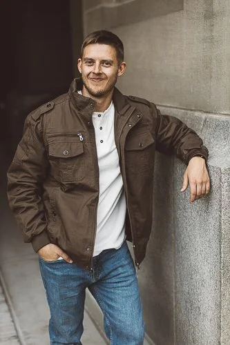 Branding photo of an entrepreneur during a personal brand photography session in downtown Boise, Idaho.