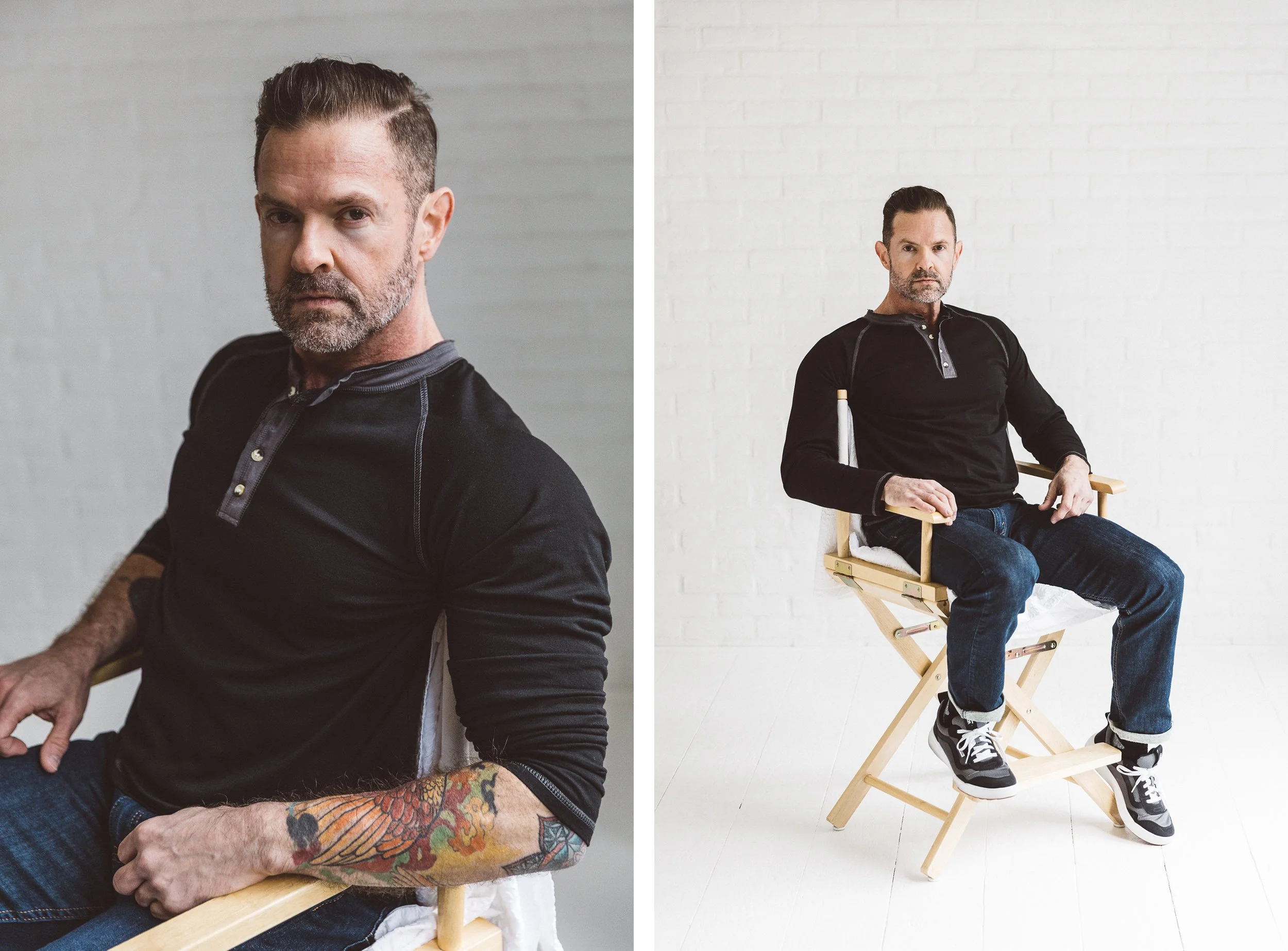 Boise branding photographer photographing a male entrepreneur during a studio during a branding photoshoot in downtown Boise