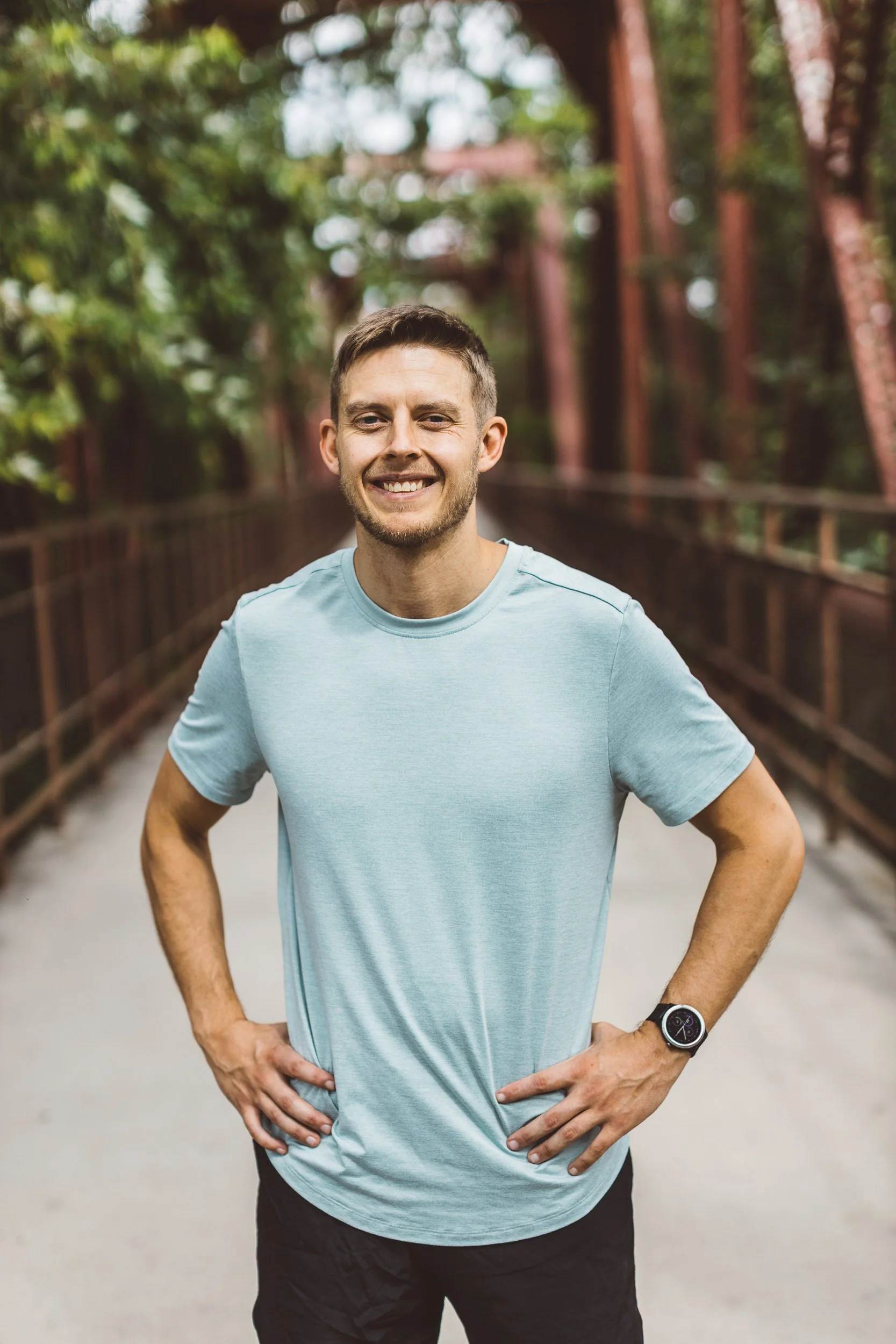 Lifestyle branding photoshoot in Boise featuring a fitness improvement coach on the Boise Greenbelt.