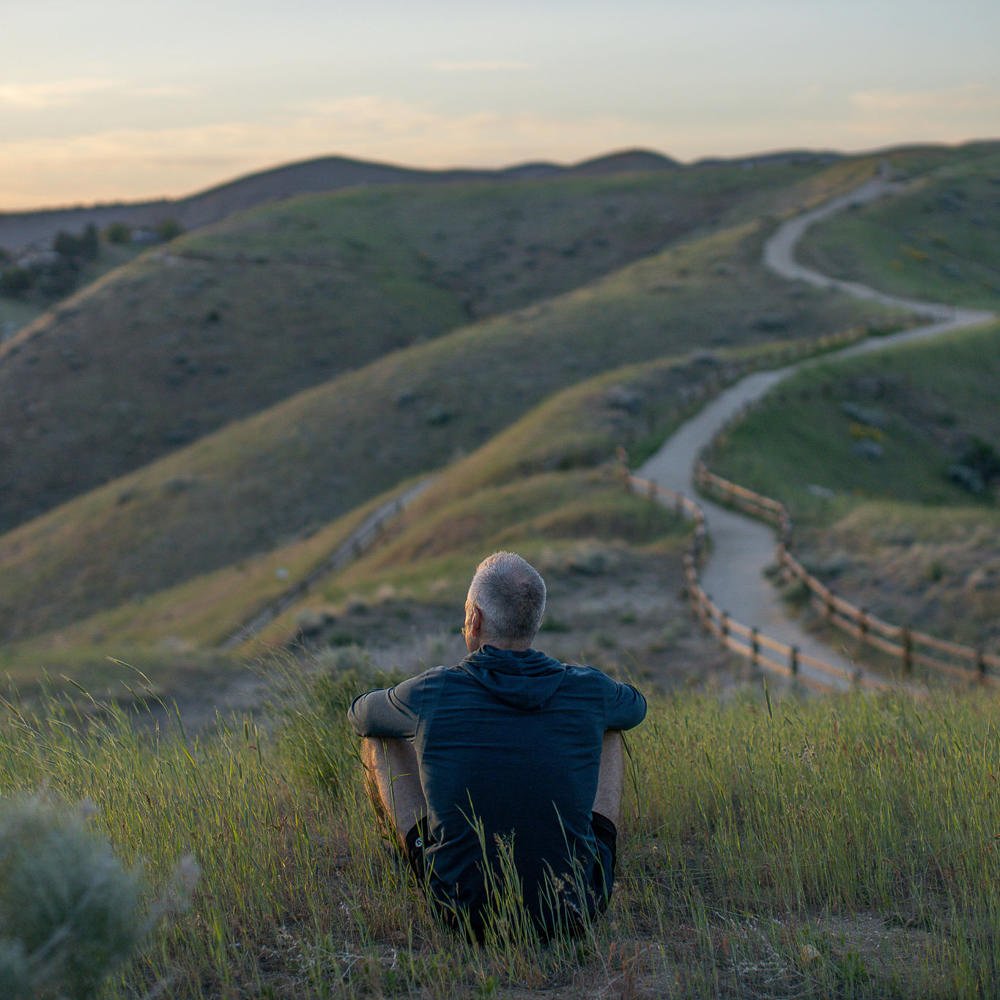 Branding photo of an entrepreneur in the Boise foothills during a personal brand photography session.