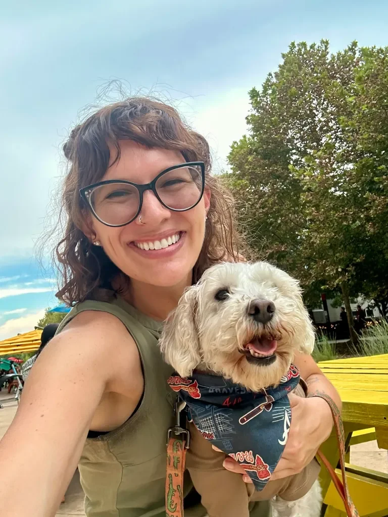 Cate with Linley on the Beltline in Atlanta, Georgia