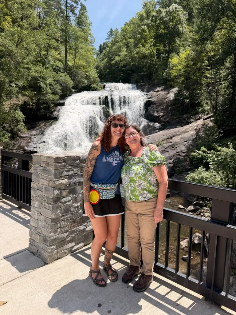 Cate with her French tutor, Janet, hiking in Tennessee