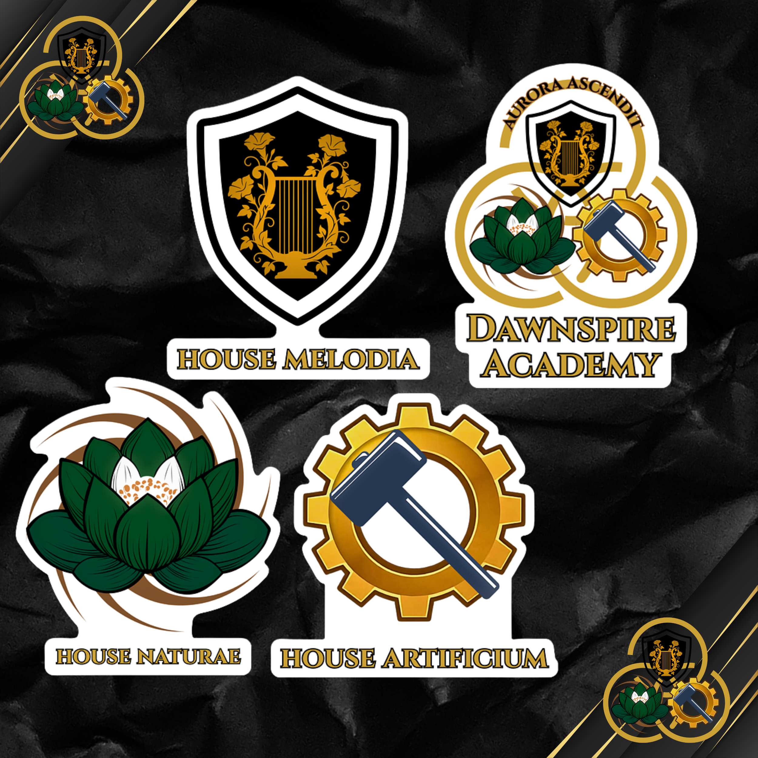 Full Set of House and Academy Stickers (4)
