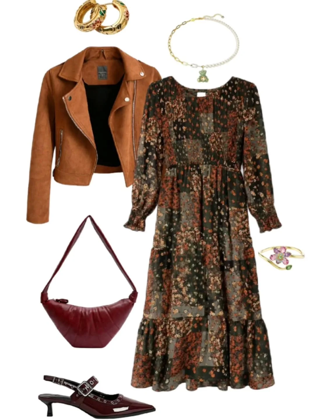 I am trying to pull some autumn heroine energy here today 🍂

🌙 The Mood
Romantic. Grounded. Slightly mysterious.
Soft &mdash; but not weak.
It says: &ldquo;I am tired, but I am still elegant.&rdquo;

🌿 The Dress
The dark floral with rust and earth