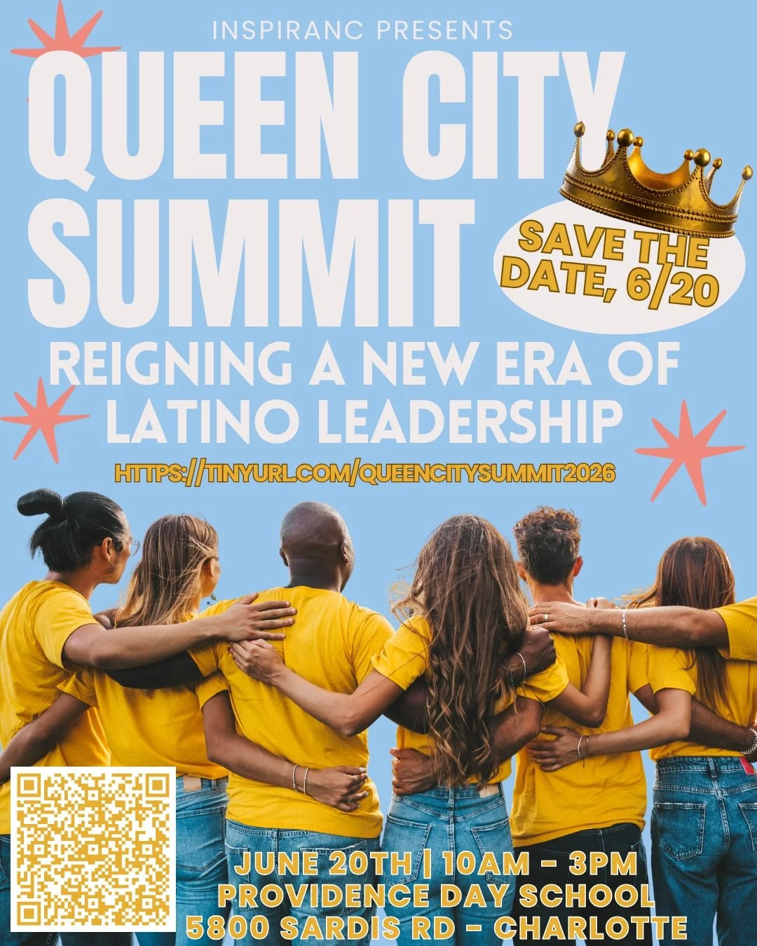 It&rsquo;s official&hellip; InspiraNC is hosting our first in-person convening for high achieving Latino students on June 20th in Charlotte - 

Queen City Summit: Reigning a New Era of Latino Leadership

This is more than an event. It is a space to d