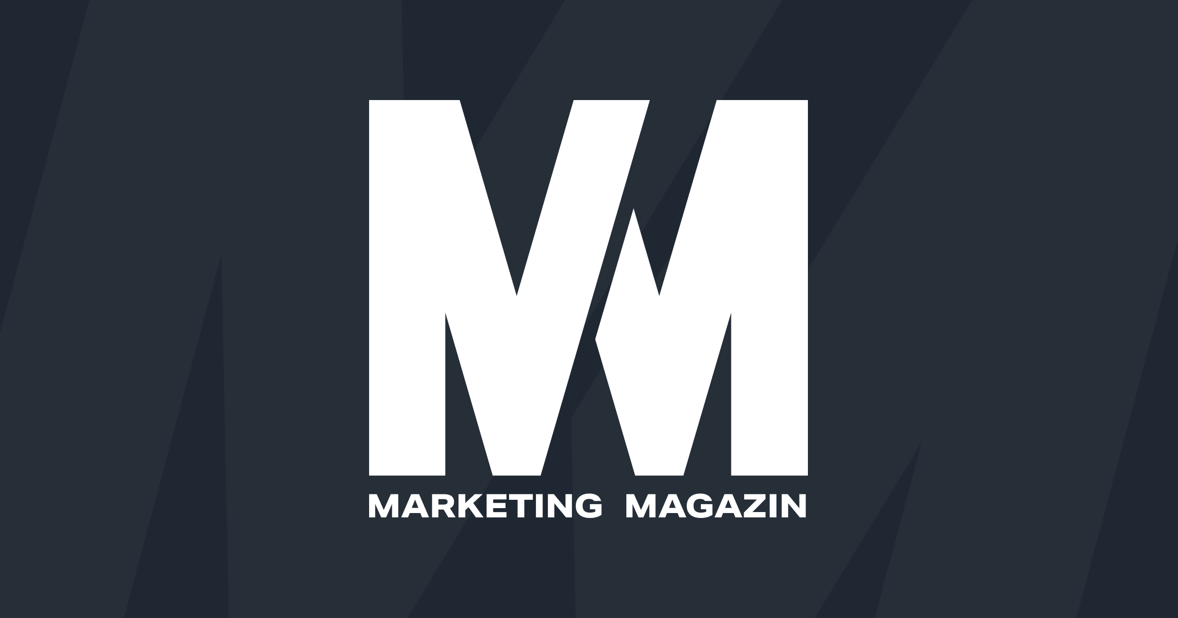 The cover of Marketing Magazin with a large white M logo on a dark background.