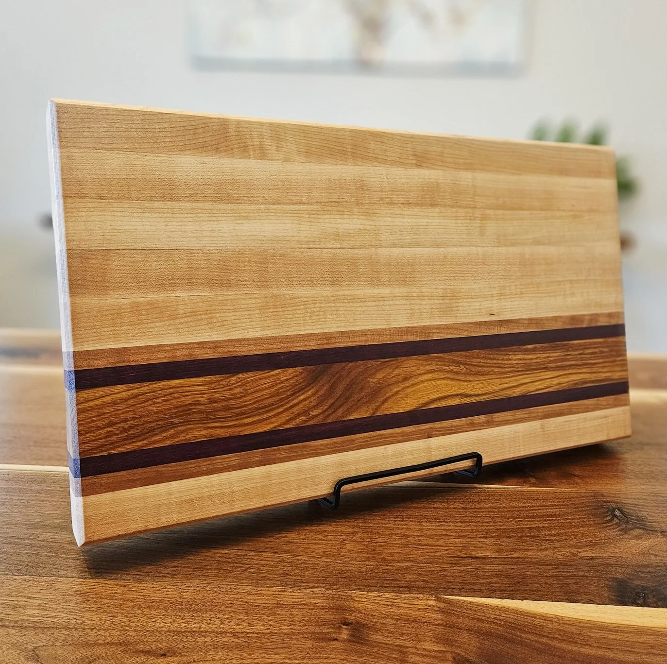 Extra-Thick Hardwood Cutting Board with Canary Wood Highlight