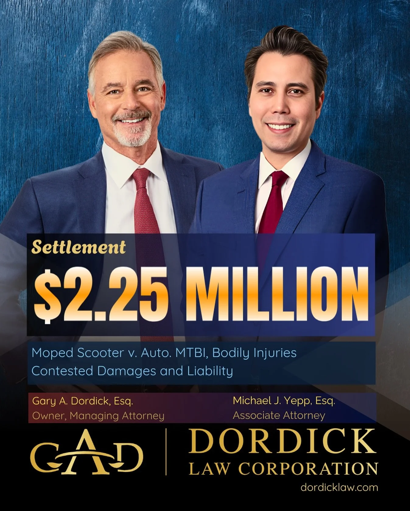 It was long and contentious battle, but we prevailed. Defense rejected our clients $250k offer before we were brought in to take the fight to the insurance carrier. They claimed our client was 100% at fault and denied liability every step of the way.