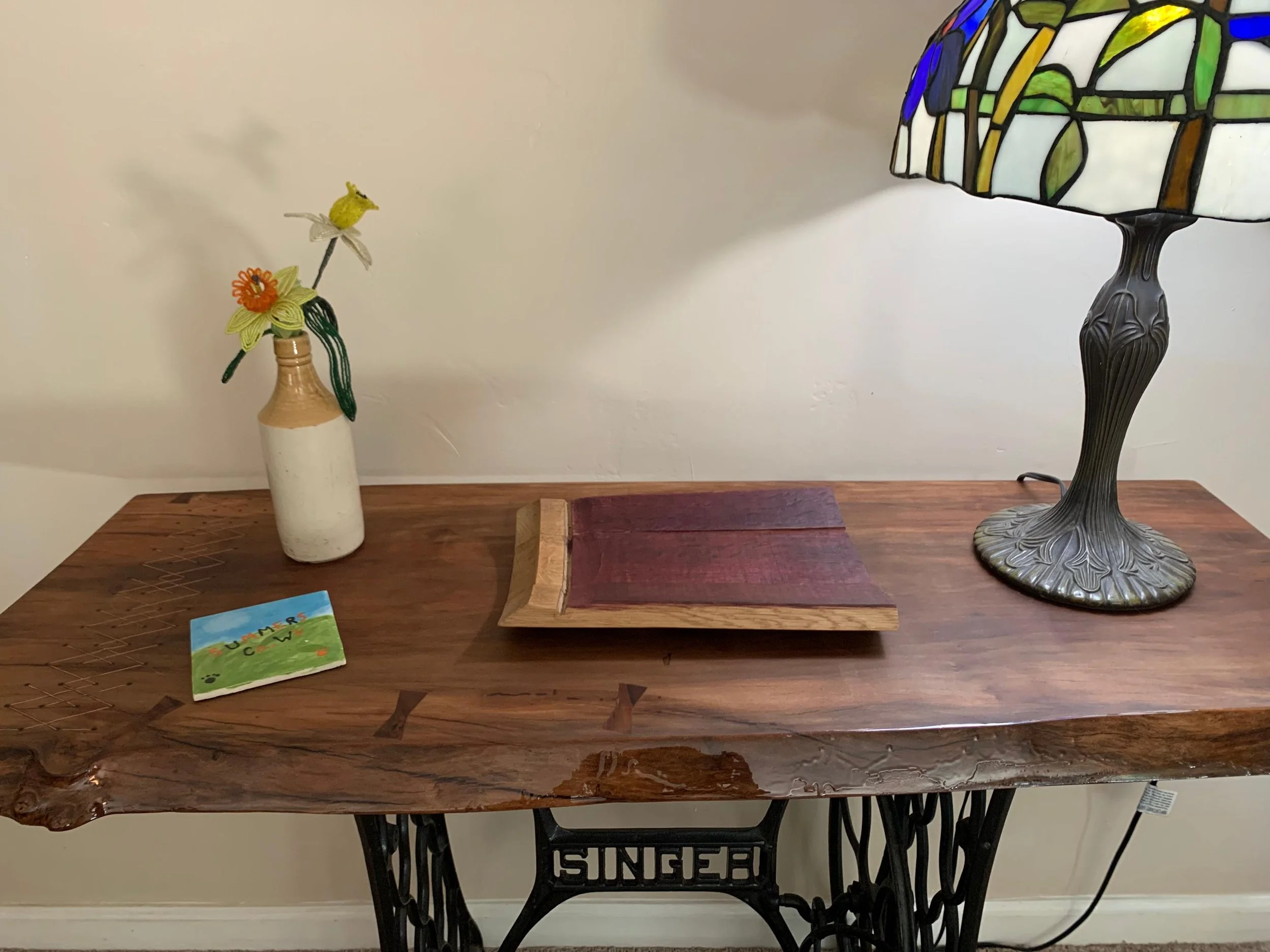 Centerpiece from used French oak wine barrel staves