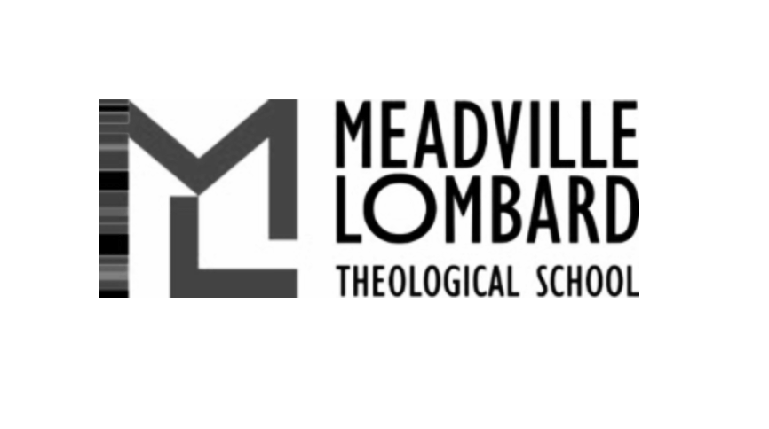 Black and white logo of Meadowville Lombard Theological School, with stylized initials ML.