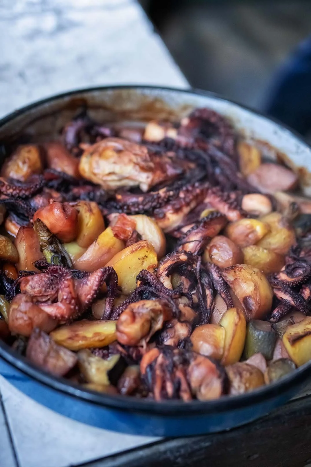 Peka traditional way of preparing meat and octopus
