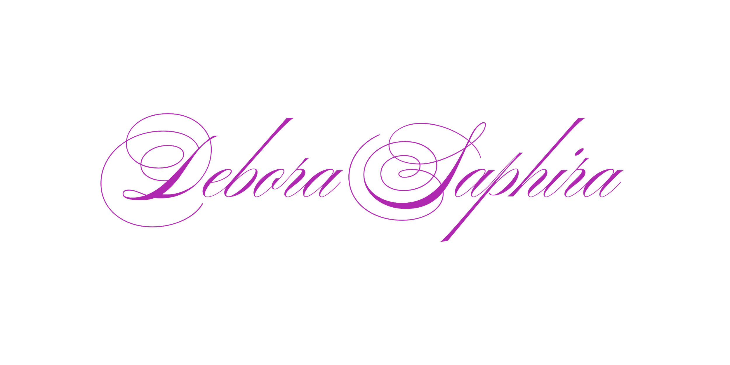 Stylized purple and pink cursive text reading 'Debora/ Sophia' on a black background.