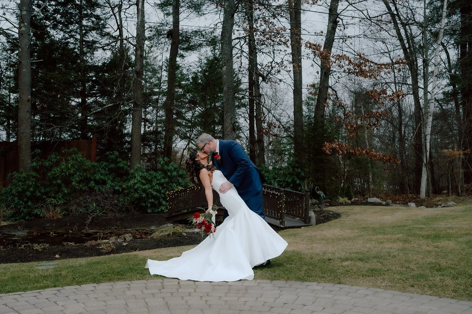 Wedding Couple Portraits at Birchwood Vineyards in Derry NH