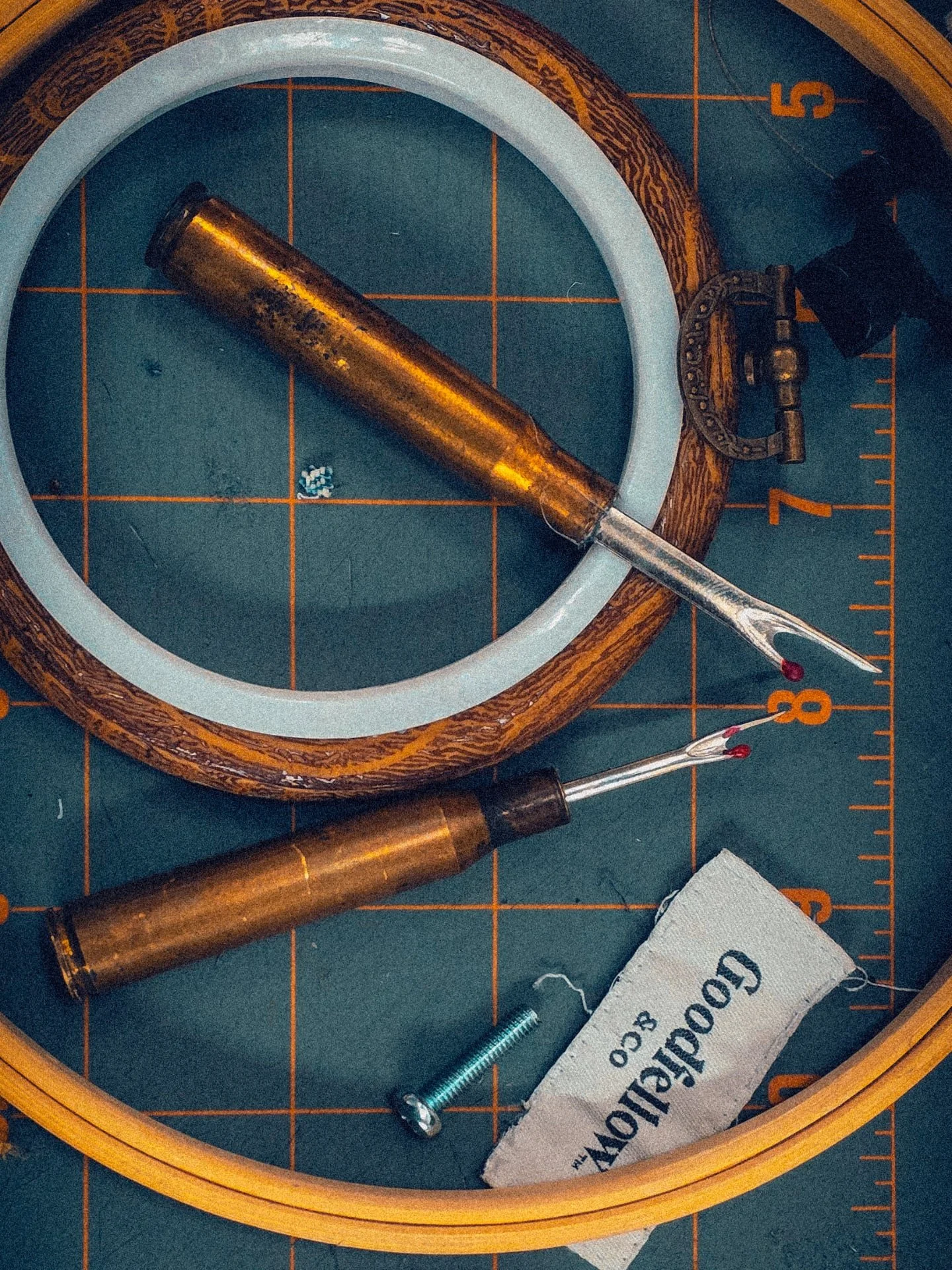 Continuing with the theme of re-use and upcycling: While out and bout a year ago, I purchased a belt of spent 30-06  shells. It was first a decorative piece in the workshop, but I soon realized I could do something more with them. 

A little bit of h