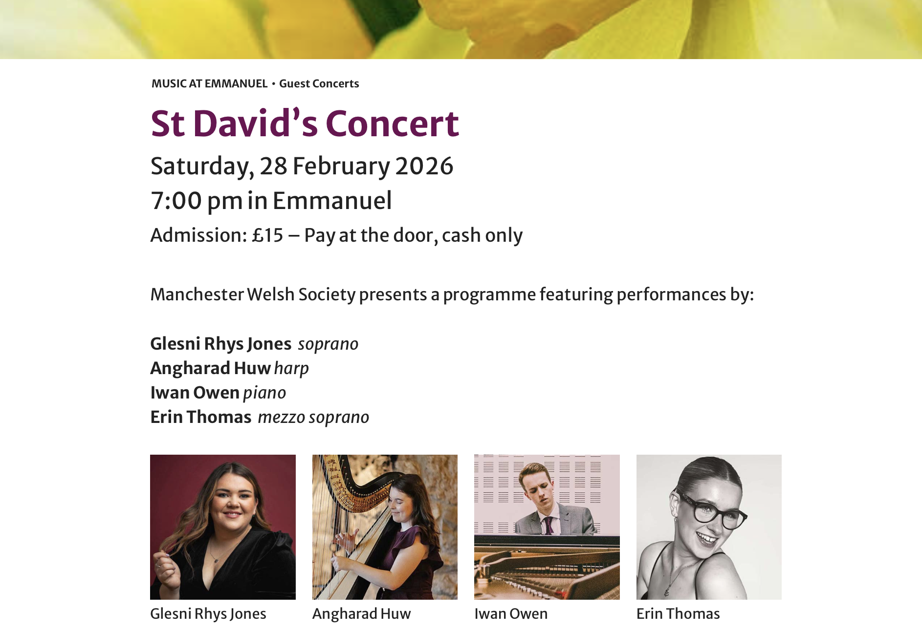 St David's Day Concert | Manchester Welsh Society Musician of the Year 2025