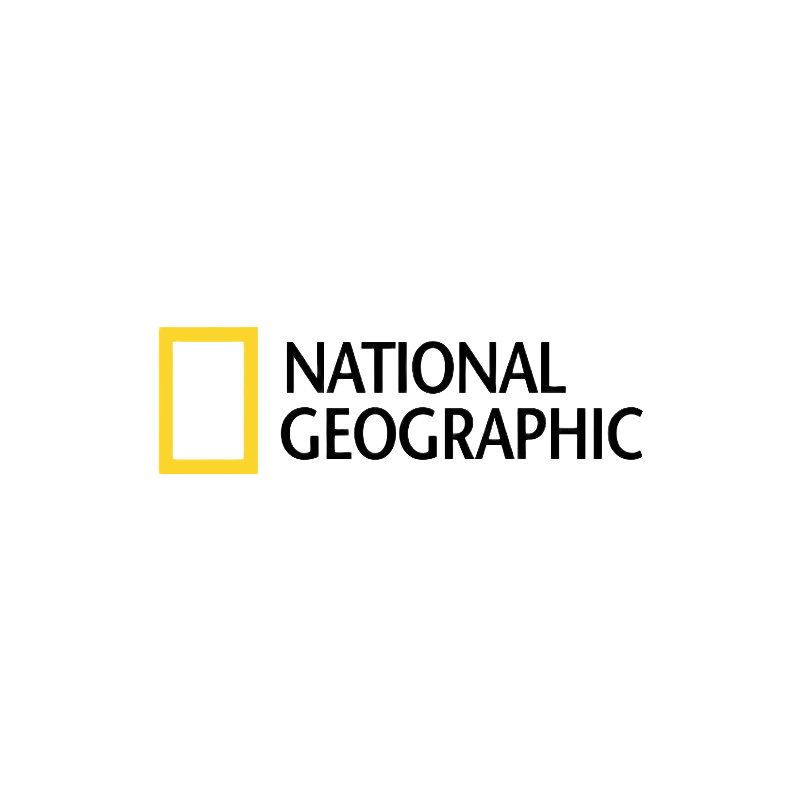 National Geographic logo with yellow rectangle and black text on white background.