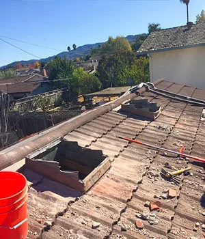 Construction on roof of San Jose-area house