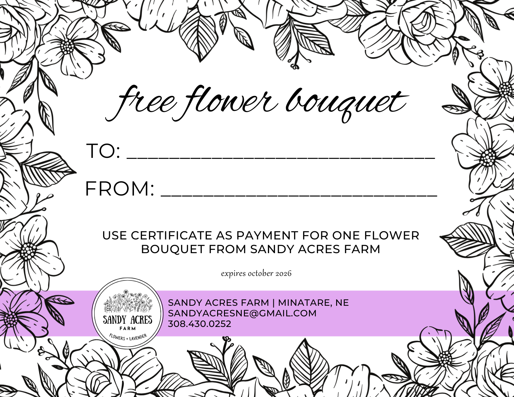 Flower Bouquet Gift Certificate