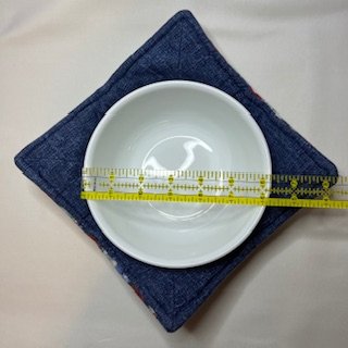 6 inch Bowl Cozie in Jeans like material with patriotic pattern.jpg
