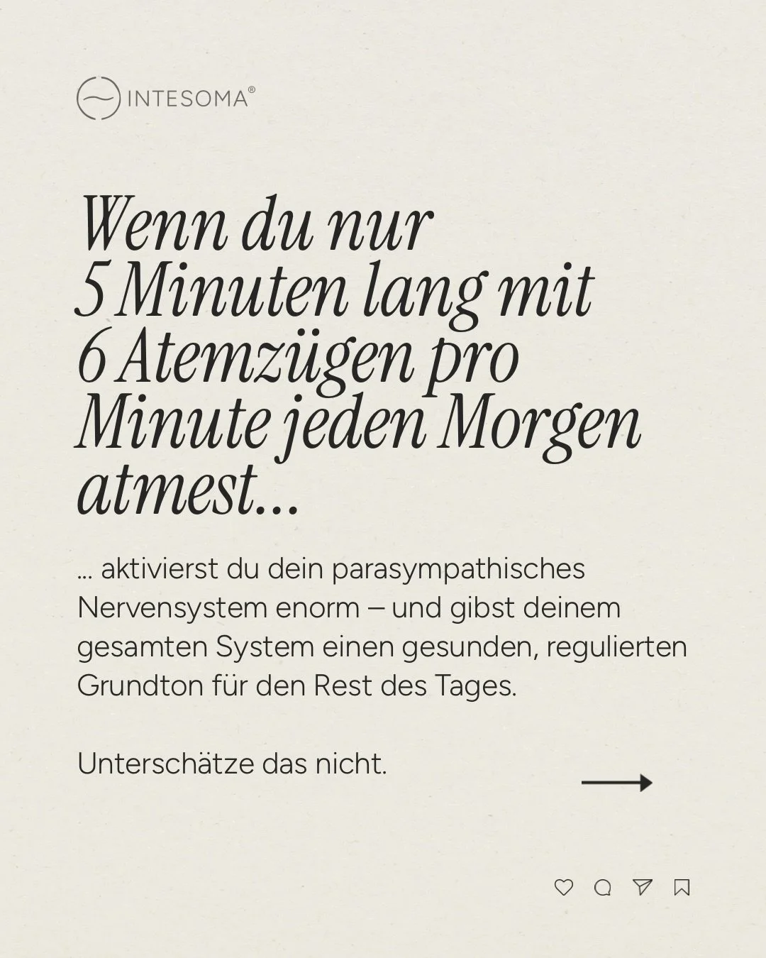 Dein Nervensystem hat einen &bdquo;Grundzustand&ldquo;, zu dem es im Laufe des Tages immer wieder zur&uuml;ckkehrt.⁣
⁣
Bei den meisten Menschen liegt dieser Set Point bei leichter Angst und einem aktivierten Sympathikus.⁣
⁣
F&uuml;nf Minuten bewusste