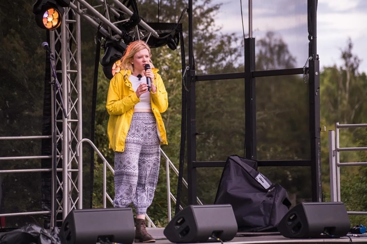 Lucy Grabe-Watson speaking at Mead Festival, Derbyshire, 2023