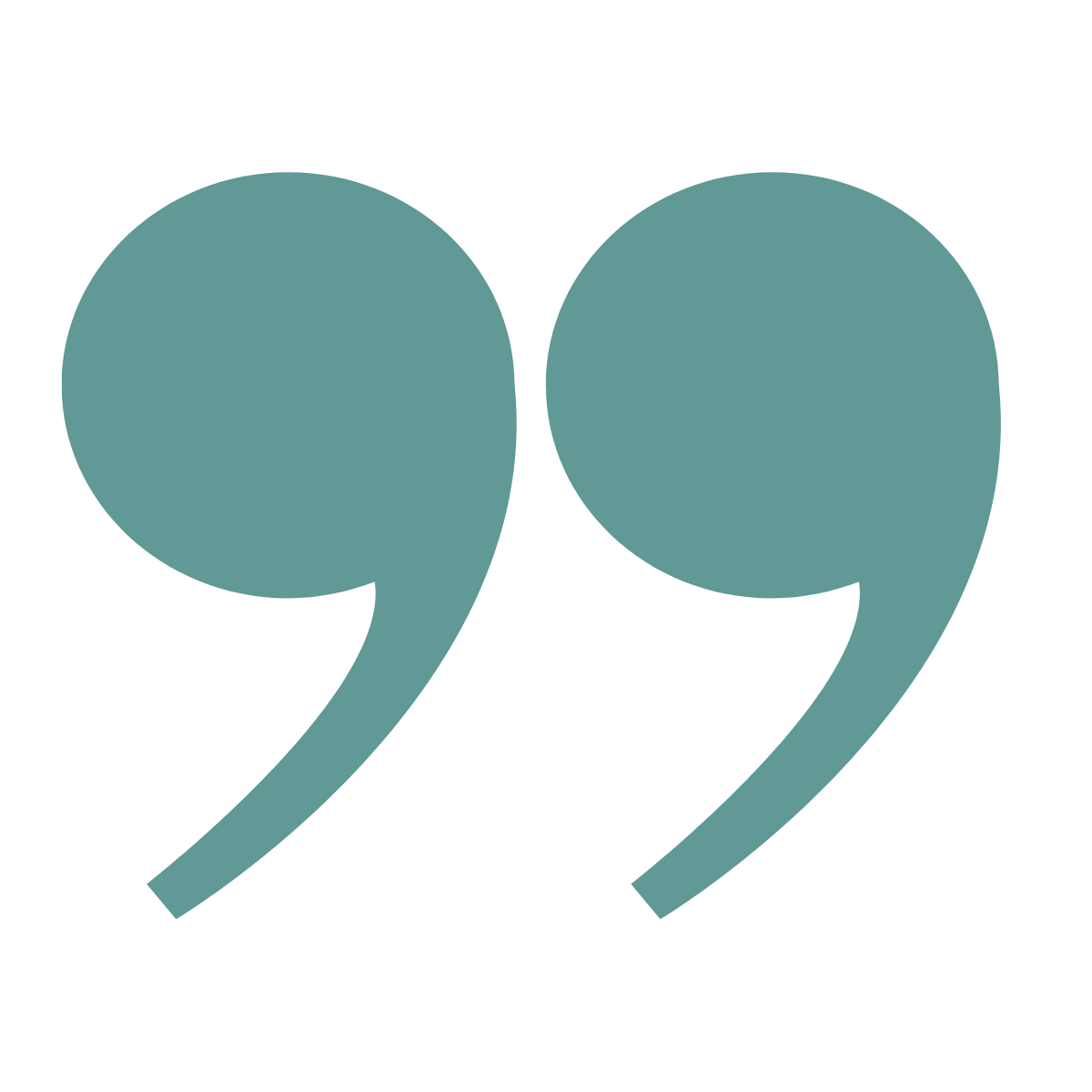 Two large teal quotation marks facing each other.