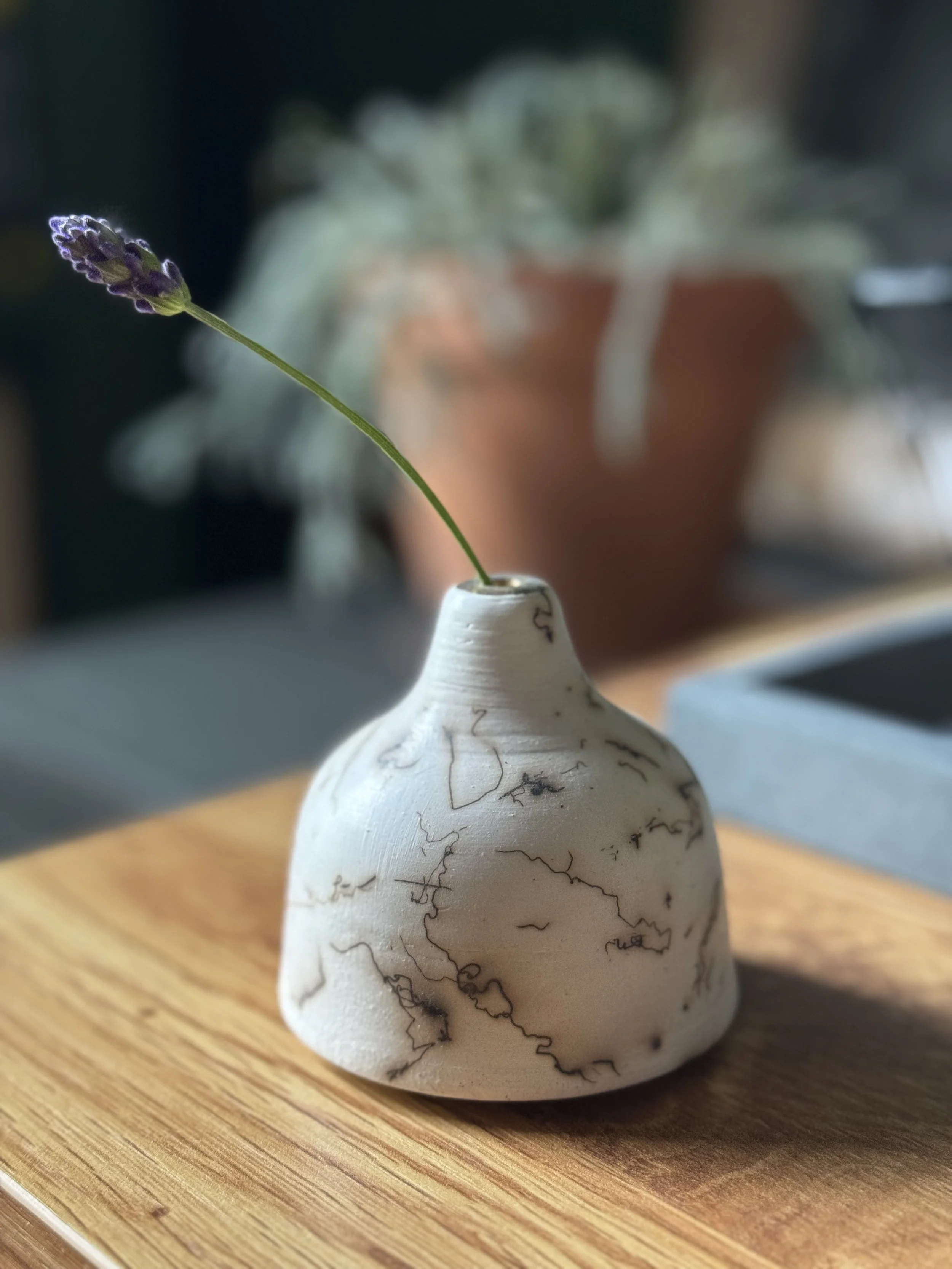 Mini raku stem pot. 2025.