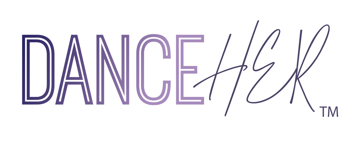 Purple and black DanceHer logo.