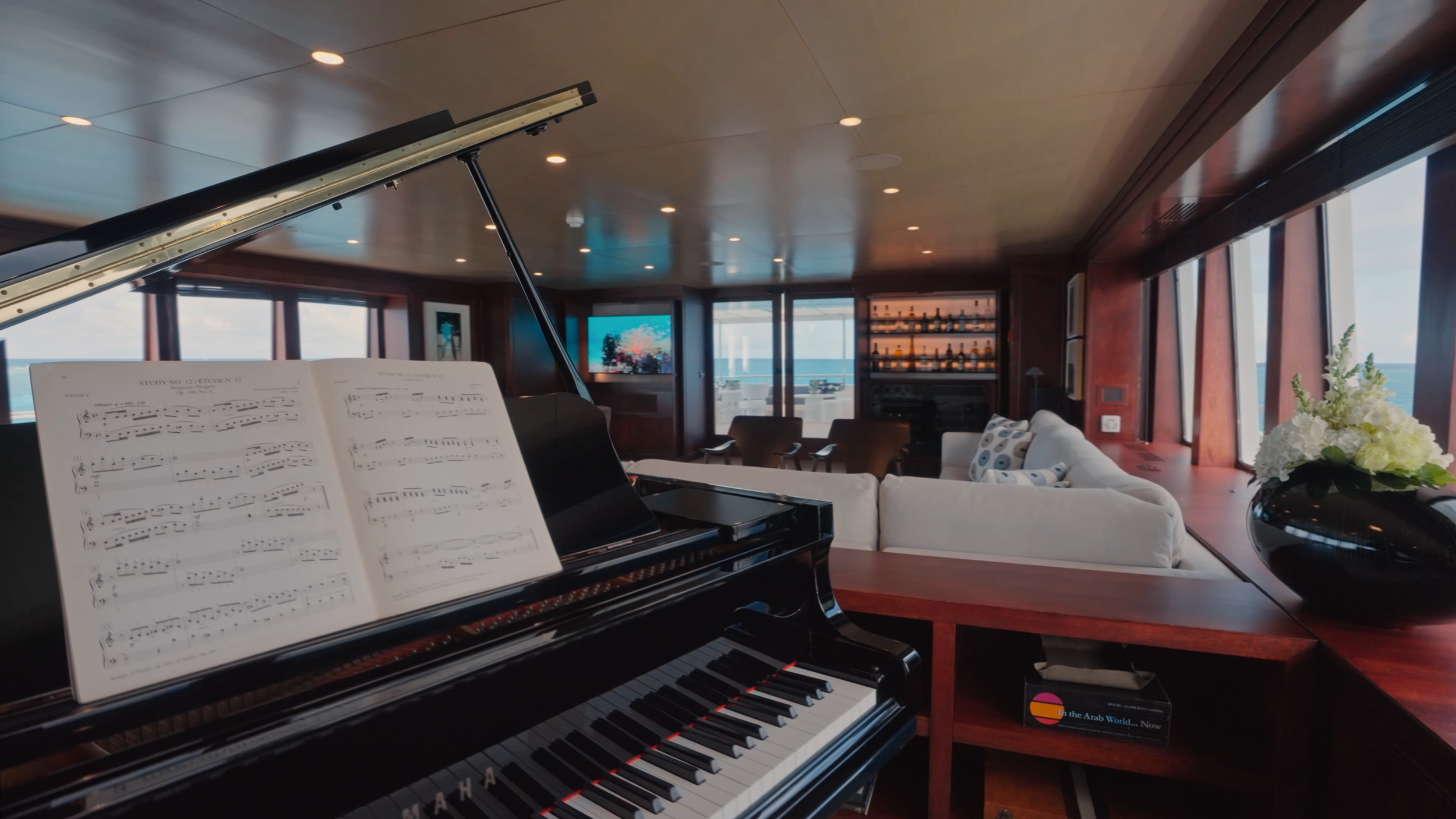 Piano in luxury yacht