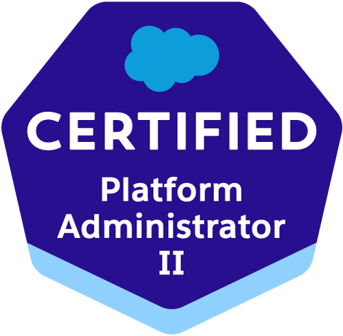 クラウドのアイコンとともに、「CERTIFIED Platform Administrator II」と書かれたロゴ