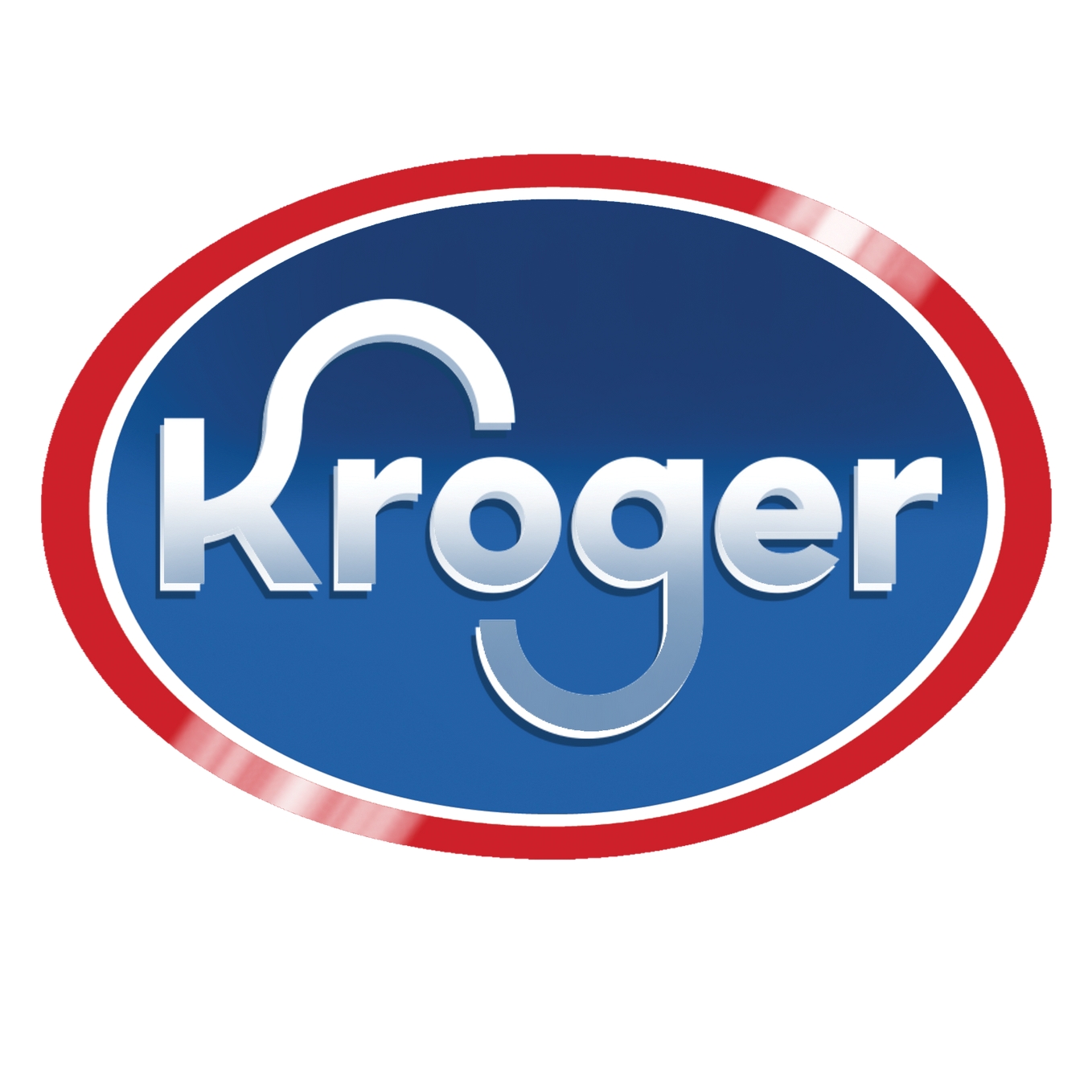 Kroger logo with blue oval background and red border.