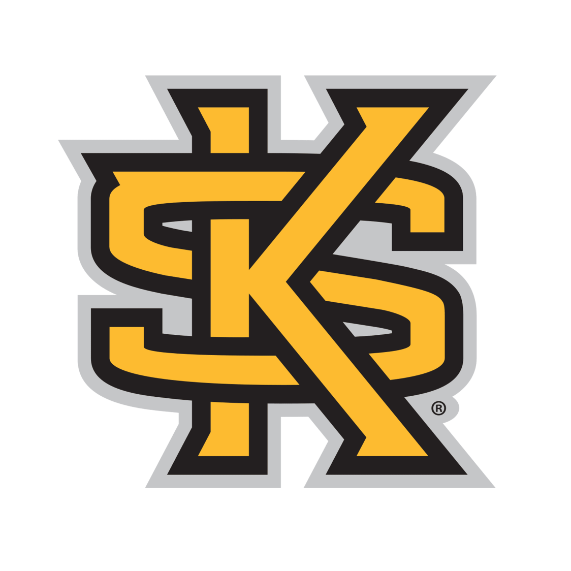 Skull with a lightning bolt crossing it, yellow and black colors with a gray outline.