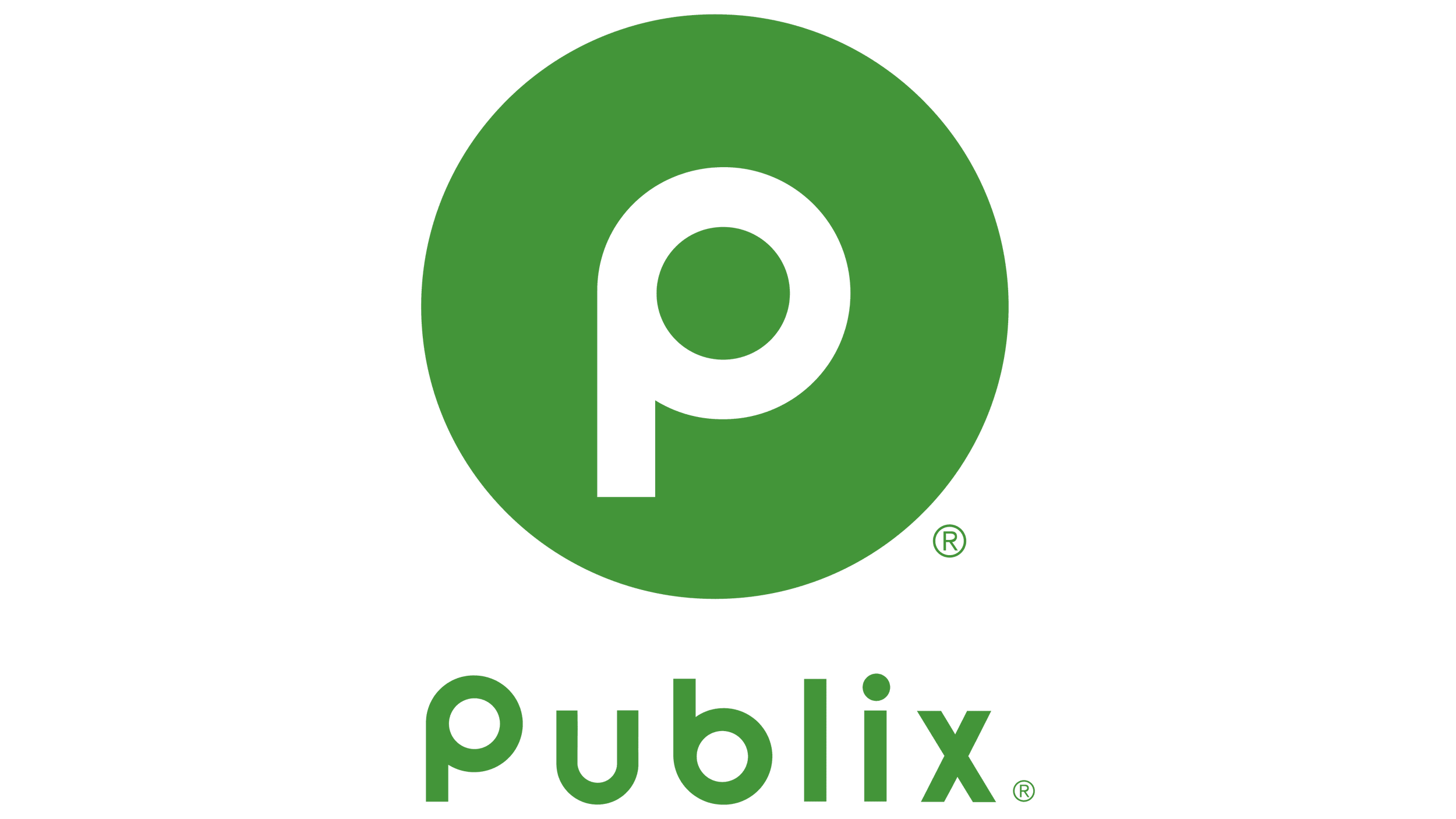 Publix logo with a green circle and black lowercase 'p' in the center, and the words 'publy' in green lowercase letters below.