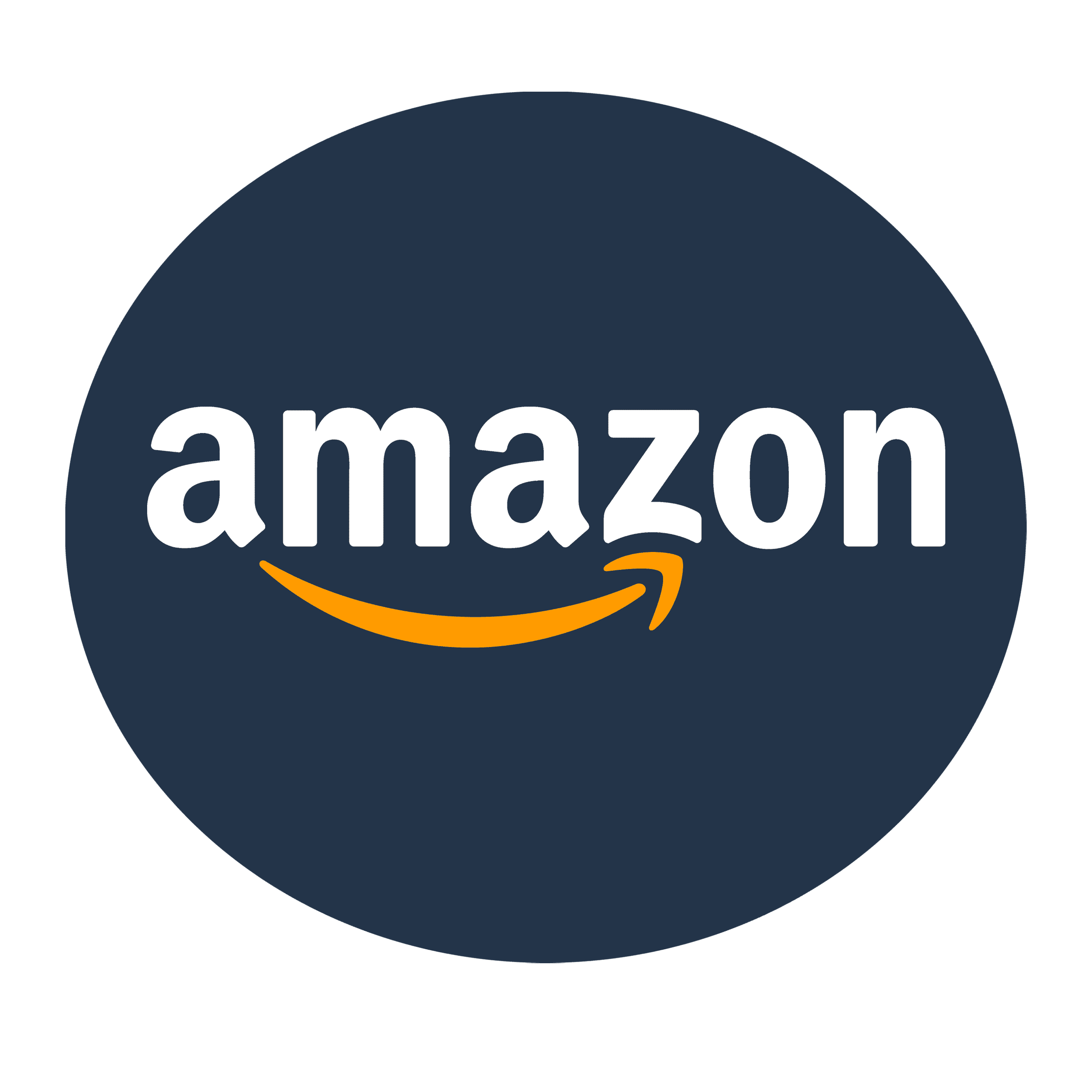 Amazon logo displayed on a black background.